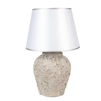 Šedá terakotová stolní lampa Teracci se stříbrným stínidlem - Ø 35*59cm 6LMC0087