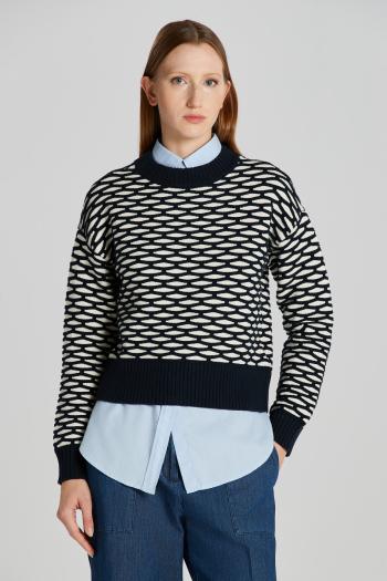 SVETR GANT INTARSIA C-NECK EVENING BLUE