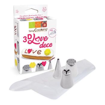 Cakesupplies Sada cukrářských špiček a cukrářských sáčků 3D Love 6 ks