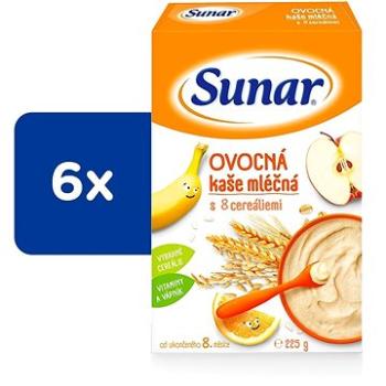 Sunar ovocná mléčná kaše s 8 cereáliemi 6× 225 g (8592084409654)