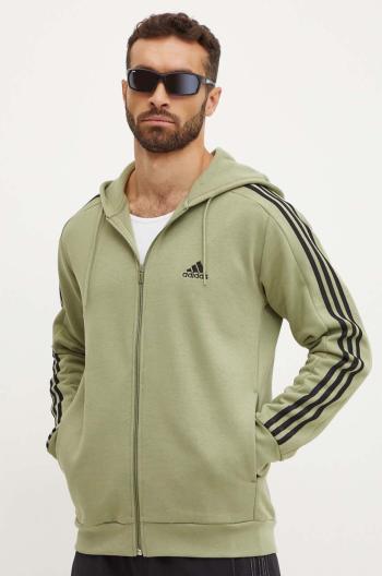 Mikina adidas Essentials pánská, zelená barva, s kapucí, s aplikací, JE0341