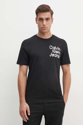 Bavlněné tričko Calvin Klein Jeans černá barva, s potiskem, J30J325680