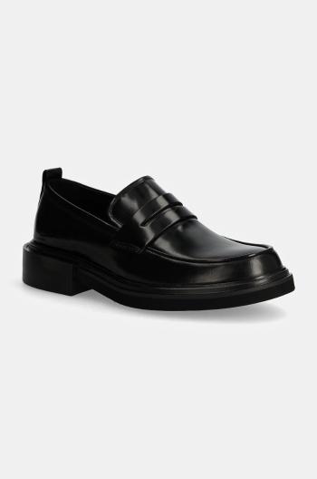 Kožené polobotky Calvin Klein MOCCASIN pánské, černá barva, HM0HM01682