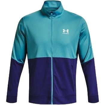 Under Armour PIQUE TRACK JACKET Férfi pulóver edzéshez, türkiz, méret S