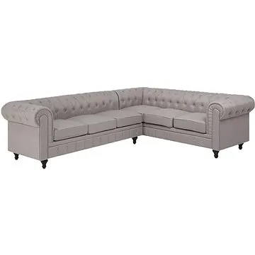 Rohová BELIANI béžová čalouněná levostranná CHESTERFIELD (beliani_133518)