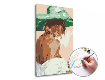 Maľba podľa čísel ŽENA V ZELENOM Klobúku | low difficulty