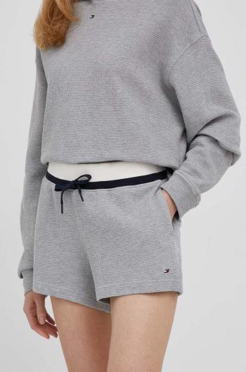 Kraťasy Tommy Hilfiger dámské, šedá barva, vzorované, high waist