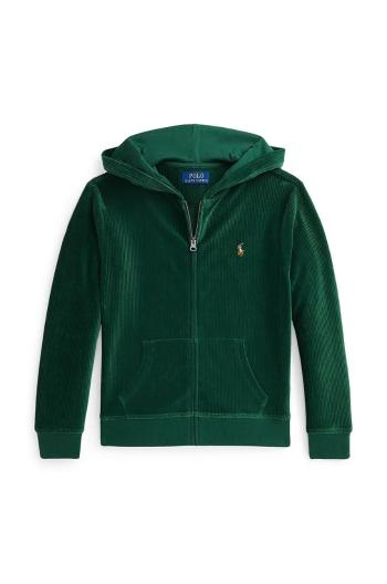 Dětská mikina Polo Ralph Lauren zelená barva, s kapucí, hladká, 323952461002