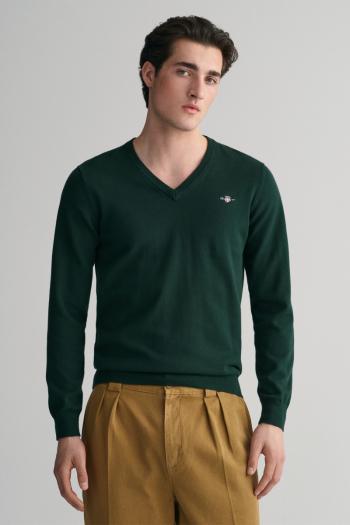 SVETR GANT CLASSIC COTTON V-NECK TARTAN GREEN