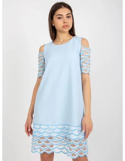 Dámské šaty se zdobením koktejlové NORA světle modré