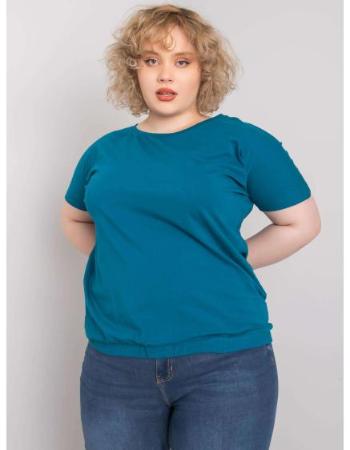 Dámská halenka s žebrovaným pasem plus size ADDYSON modrá