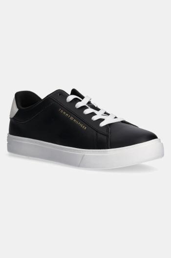 Kožené sneakers boty Tommy Hilfiger ESSENTIAL COURT SNEAKER černá barva, FW0FW08320