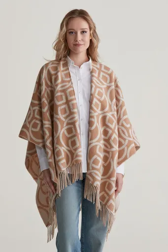 PONČO GANT G PATTERN PONCHO CARAMEL BEIGE