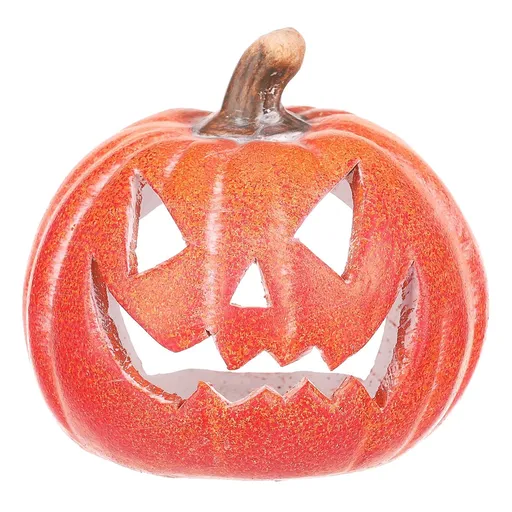 Svícen Dýně s obličejem malá oranžová, keramika, pr. 10 cm, pr. 10 cm