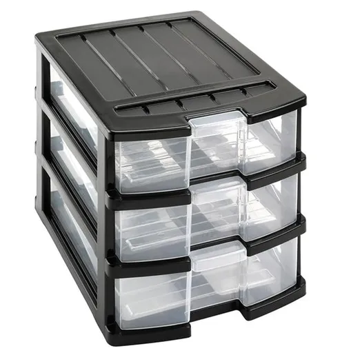 Plastový regál 3 zásuvky HEIDRUN 34x25x23.5cm MIX barev