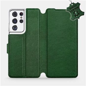 Flip pouzdro na mobil Samsung Galaxy S21 Ultra 5G - Zelené - kožené -   Green Leather (5903516620524)