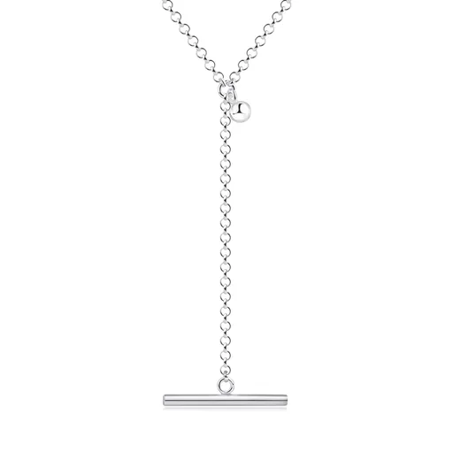 Stříbrný 925 náhrdelník - kulička, krátký řetízek s příčnou tyčinkou