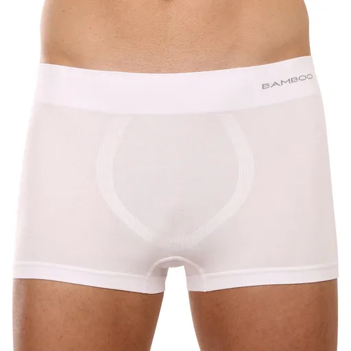 Gino Pánské boxerky bezešvé bambusové bílé (53005) S