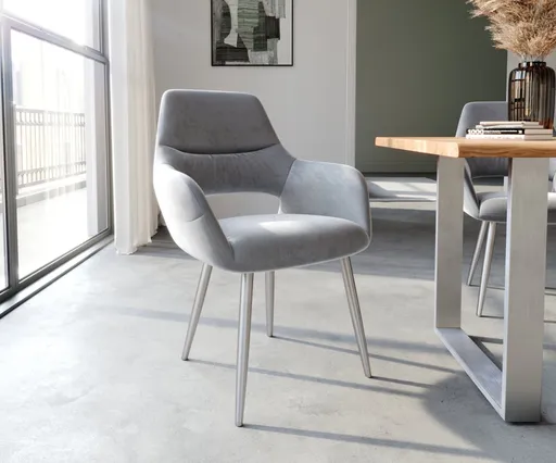 Jídelní židle Yago-Flex zúžená podnož nerezová ocel samet šedá