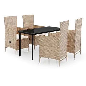 5dílný zahradní jídelní set s poduškami béžový, 3099439 (3099439)