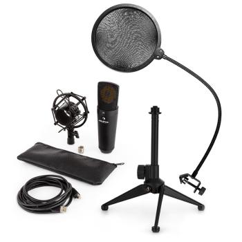 Auna MIC-920B USB mikrofonní sada V2 – kondenzátorový mikrofon, mikrofonní stojan, pop filtr