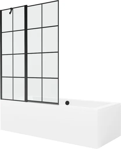MEXEN/S Cube obdélníková vana 180 x 80 cm s panelem + vanová zástěna 120, černá vzor 550518080X9412117077