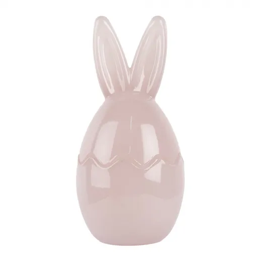 Růžová skleněná dóza s víkem ve tvaru vejce se zaječími oušky – Ø 9*17 cm 6GL4919