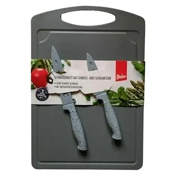 STEUBER Krájecí deska 36 x 25 cm s nožem zeleninu a loupání, šedá  (4016002068500)