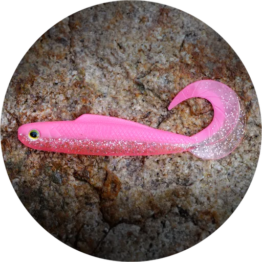 Redbass gumová nástraha twister kixter pink g uv - l 100 mm