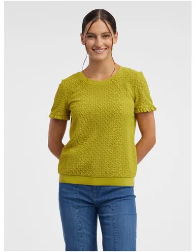 Zelené dámské vzorované úpletové tričko