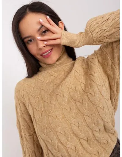 Dámský svetr s rolákem a límcem RIPA hnědý