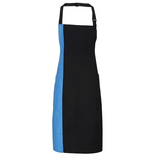 Premier Workwear Dvoubarevná kuchařská zástěra s laclem - Černá / tyrkysová