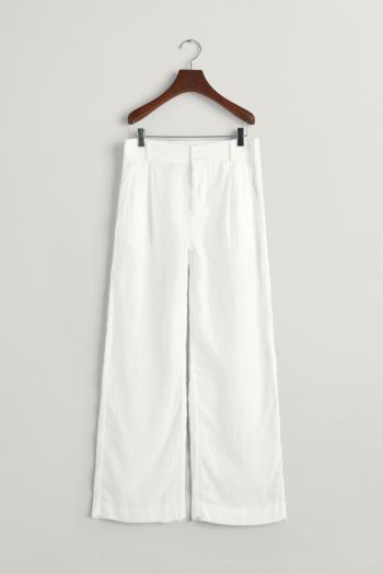 KALHOTY GANT WIDE PLEATED LINEN PANTS WHITE