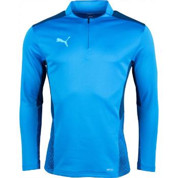 Puma TEAMCUP 1/4 ZIP TOP Pánská tréninková mikina, modrá, velikost