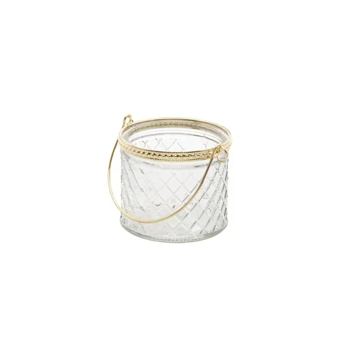 Chaks Sklenený svietnik so zlatou rúčkou 8,5 x 7,5 cm