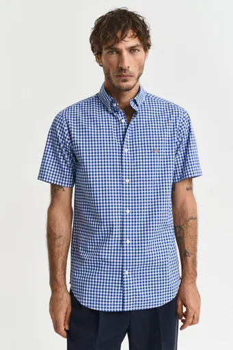KOŠILE GANT REG CLASSIC POPLIN GINGH SS SHIRT COLLEGE BLUE