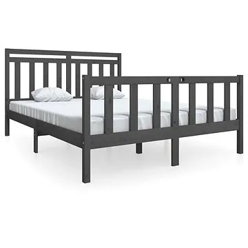 Rám postele šedý masivní dřevo 160 × 200 cm, 3100970 (3100970)