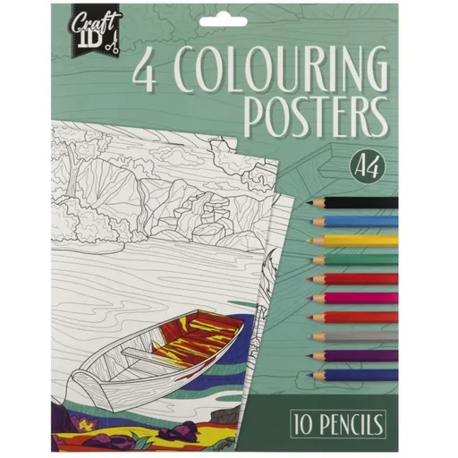Craft Creative Vymalovánky 4 obrázky + 10 pastelek A4 zelené balení