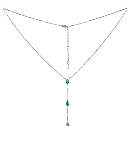 Silvego Stříbrný náhrdelník Gryn se zelenými zirkony Brilliance Zirconia MSS1023NG