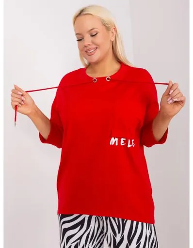 Dámská halenka plus size s kulatým výstřihem SIRA červená