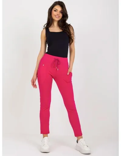 Fuchsiové dámské teplákové kalhoty se zavazováním