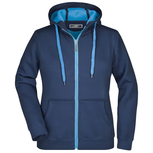 James & Nicholson (Daiber) Dámská dvoubarevná mikina JN354 - Tmavě modrá / aqua | M