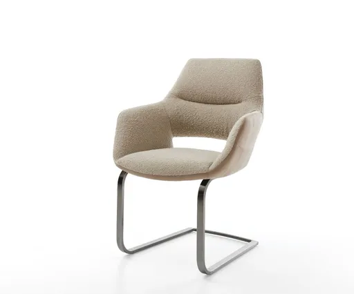 Jídelní židle Yago-Flex s područkami mix materiálů béžová