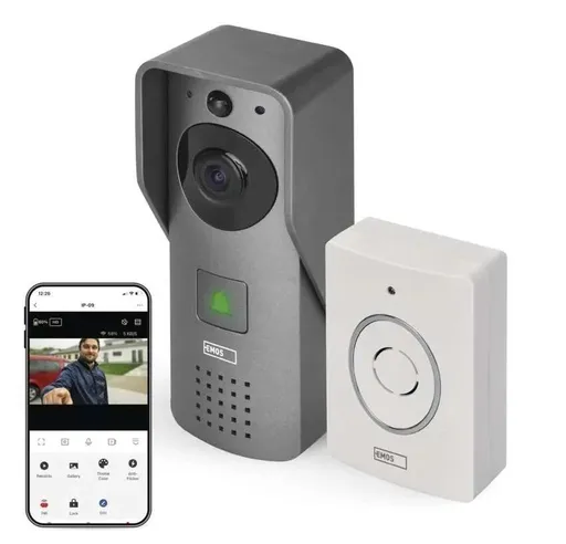 EMOS GoSmart Šedý domovní bezdrátový videozvonek s WiFi H4031