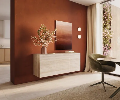 Komoda Cuor 150 cm keramika Laminam® Travertino Bianco krémově