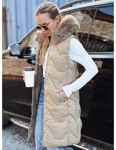 Dámská prošívaná vesta, béžová