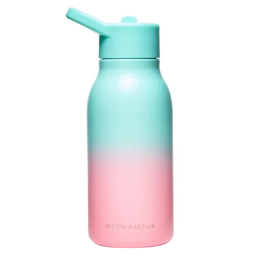 Dětská nerezová láhev, 340ml, Neon Kactus, tyrkysovo/růžová