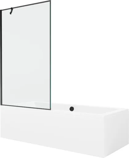 MEXEN/S Cube obdélníková vana 170 x 80 cm s panelem + vanová zástěna 100, černá vzor 550517080X9510007070