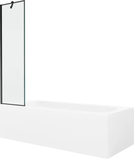 MEXEN/S Vega obdélníková vana 170 x 70 cm s panelem + vanová zástěna 50, černá vzor 550117070X9505007070