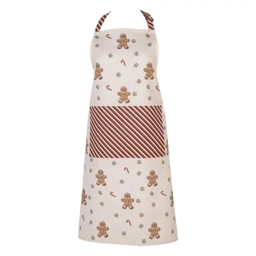 Béžová bavlněná zástěra s perníčky Gingerbread Magic - 70*85 cm Clayre & Eef